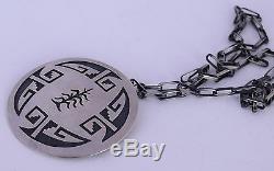 Large Native American Hopi sterling silver necklace pin Brooch Corn pendant