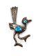 Large Native American Navajo Sterling Silver 925 Turquoise Roadrunner Pin