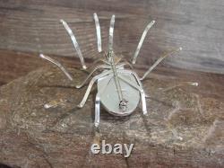 Large Native American Sterling Silver & Amber Spider Pin by Garfield