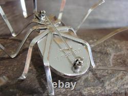 Large Native American Sterling Silver & Amber Spider Pin by Garfield