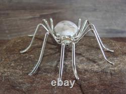 Large Native American Sterling Silver & Howlite Spider Pin by Garfield