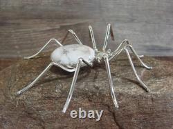Large Native American Sterling Silver & Howlite Spider Pin by Garfield