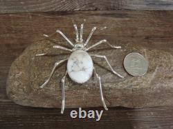 Large Native American Sterling Silver & Howlite Spider Pin by Garfield