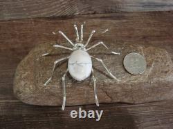 Large Native American Sterling Silver & Howlite Spider Pin by Garfield