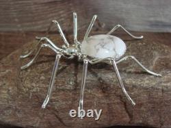 Large Native American Sterling Silver & Howlite Spider Pin by Garfield
