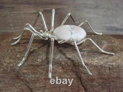 Large Native American Sterling Silver & Howlite Spider Pin by Garfield