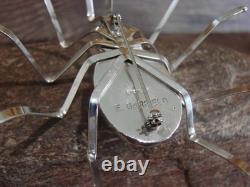 Large Native American Sterling Silver & Howlite Spider Pin by Garfield