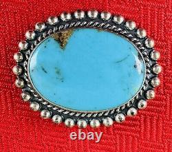 Large Native American Style Pendant 925 Sterling Silver Blue Turquoise Vtg