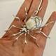 Large Navajo 3.75 White Buffalo Turquoise Spider Pin E Garfield 24.2g Sterling