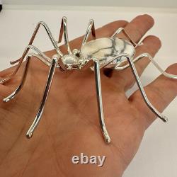 Large Navajo 3.75 White Buffalo Turquoise Spider Pin E Garfield 24.2g Sterling