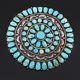 Large Navajo Handmade Sterling Silver Turquoise Cluster Pin Brooch Pendant