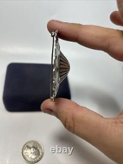 Large Navajo Native American Sterling Silver Tribal Stamped Arrow Brooch