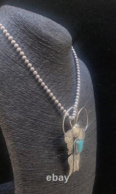 Large Navajo Sterling Silver turquoise Butterfly Pin Pendant