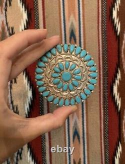 Large Rare Native American Zuni Turquoise Cluster Pin Wow Turquoise Brooch