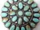 Large Showy Vintage Navajo Indian Sterling Silver Turquoise Cluster Pin
