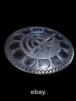 Large Vintage Hopi Overlay Sunface Sterling Silver Pendant/brooch Pin