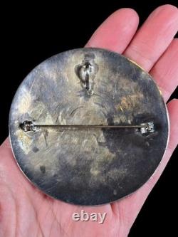 Large Vintage Hopi Overlay Sunface Sterling Silver Pendant/brooch Pin