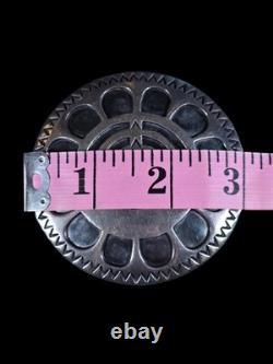 Large Vintage Hopi Overlay Sunface Sterling Silver Pendant/brooch Pin