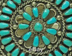 Large Vintage NAVAJO Sterling Silver & PETIT POINT Turquoise Pin Pendant