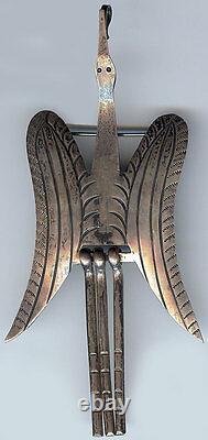 Large Vintage Navajo Indian Silver Dangle Tail Dimensional Peyote Water Bird Pin