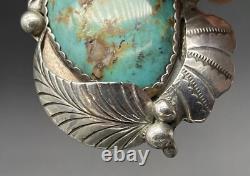 Large Vintage Navajo Sterling Silver Turquoise Pin / Brooch / Pendant Marked R
