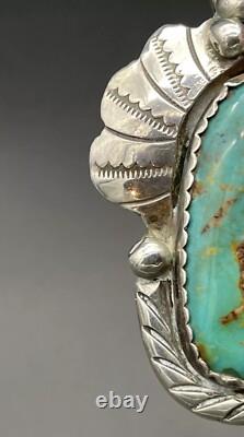 Large Vintage Navajo Sterling Silver Turquoise Pin / Brooch / Pendant Marked R