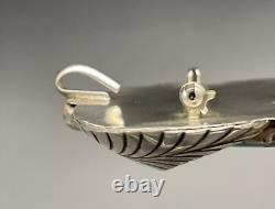Large Vintage Navajo Sterling Silver Turquoise Pin / Brooch / Pendant Marked R
