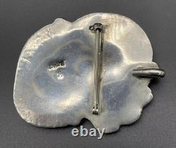 Large Vintage Navajo Sterling Silver Turquoise Pin / Brooch / Pendant Marked R