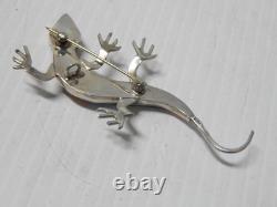 Large Vintage Zuni Indian Sterling Silver Multi Stone Inlay Lizard Pin / Pendant