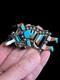 Large Vintage Zuni Multi-inlay Rainbow Man Dancer Sterling Silver Brooch Pin