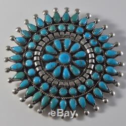 Details about   Delicate Vintage ZUNI Sterling Silver TURQUOISE Petit Point Cluster PIN/BROOCH 