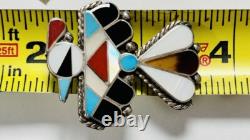 Large Vtg Native American Zuni Turquoise Thunderbird Brooch Pin. #6664