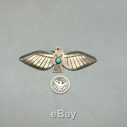 Larger, Vintage, Thunderbird Pin or Brooch Set With Turquoise
