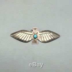 Larger, Vintage, Thunderbird Pin or Brooch Set With Turquoise