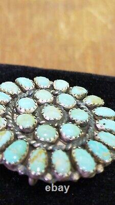 Larry Moses Begay LMB Native Navajo Sterling Turquoise Brooch Pin Pendant