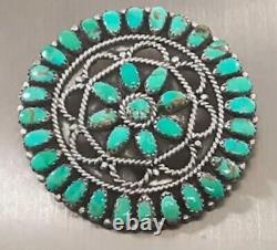 Larry Moses Begay LMB Native Sterling Turquoise Brooch Pin Pendant Navaho