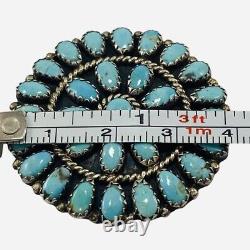 Larry Moses Begay LMB Navajo Sterling Silver Turquoise Petit Point Pin Pendant