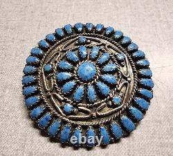 Larry Moses Begay LMB Stamped Denim Lapis Petit Point Brooch