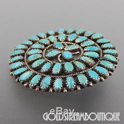 Larry (lura) Moses Begay Navajo Sterling Silver Turquoise Starburst Pin Pendant