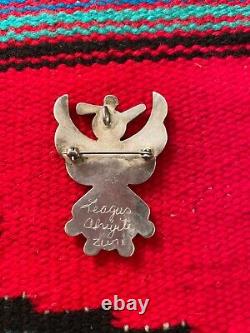 Leagus Ahiyite Zuni Thunderbird Silver Pendant Pin Onyx Turquoise Coral Signed