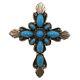 Lee Charley Native American Sterling Silver Pin/pendant Cross With Turquoise