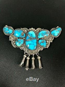 Legendary John Hartman Sterling Silver & Morenci Turquoise Pin Pendant Necklace