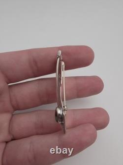 Lena Platero Native American Sterling Silver 925 Feather & Turquoise Pin Brooch