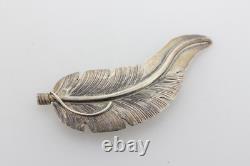 Lena Platero Vintage Navajo 925 Sterling Silver Textured Feather Brooch Pin