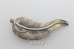 Lena Platero Vintage Navajo 925 Sterling Silver Textured Feather Brooch Pin