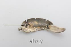 Lena Platero Vintage Navajo 925 Sterling Silver Textured Feather Brooch Pin