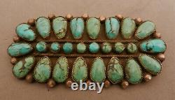 Lg Vintage Navajo Turquoise & Sterling Silver Pin Pendant, 3.5 X 1.75 Long