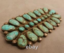 Lg Vintage Navajo Turquoise & Sterling Silver Pin Pendant, 3.5 X 1.75 Long