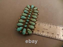 Lg Vintage Navajo Turquoise & Sterling Silver Pin Pendant, 3.5 X 1.75 Long