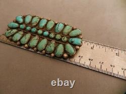 Lg Vintage Navajo Turquoise & Sterling Silver Pin Pendant, 3.5 X 1.75 Long